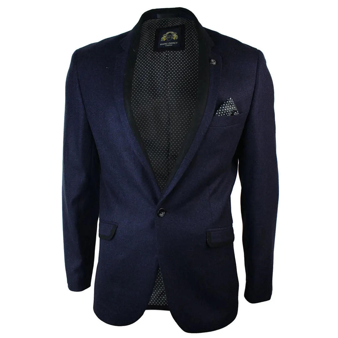 Carter - Men's Purple Herringbone Tweed Blazer Jacket Black Trim