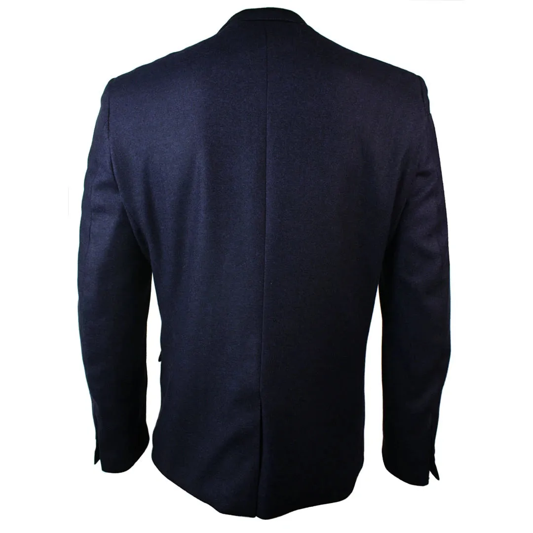 Carter - Men's Purple Herringbone Tweed Blazer Jacket Black Trim