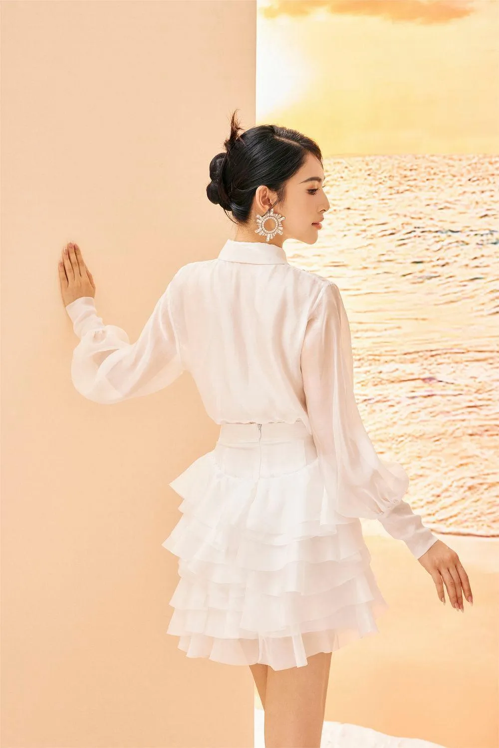 Chana A-line Ruffle Layer Organza Mini Skirt