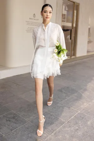 Chana A-line Ruffle Layer Organza Mini Skirt