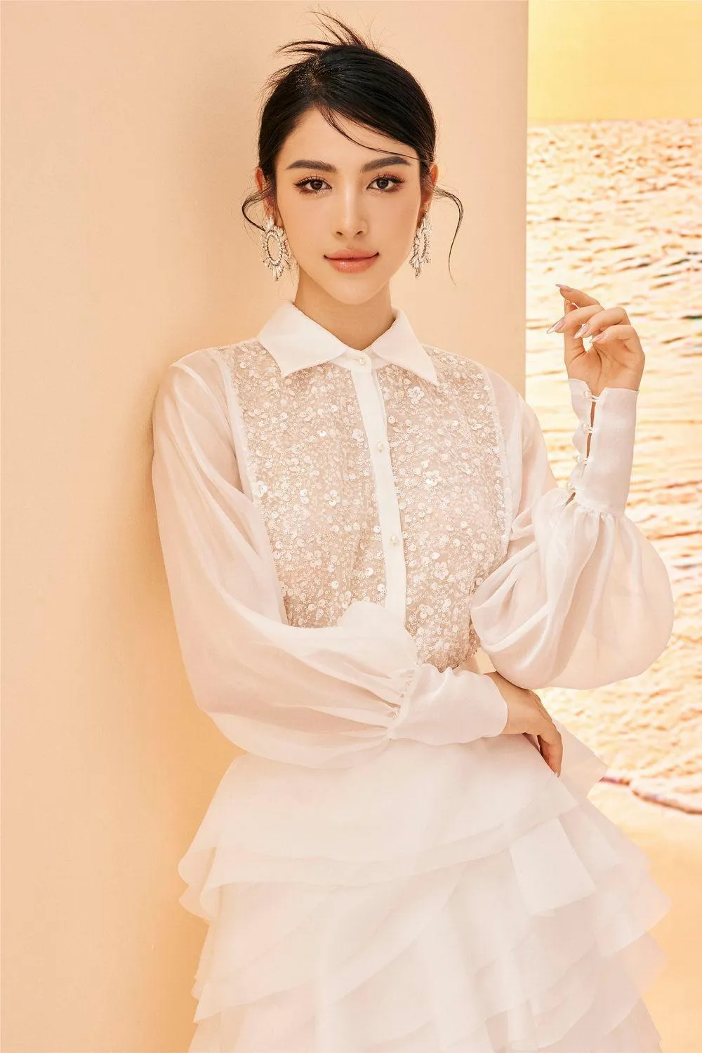 Chana A-line Ruffle Layer Organza Mini Skirt
