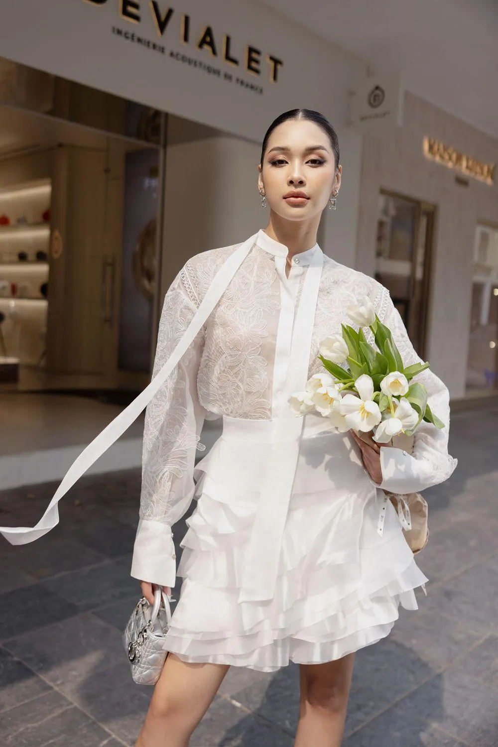 Chana A-line Ruffle Layer Organza Mini Skirt
