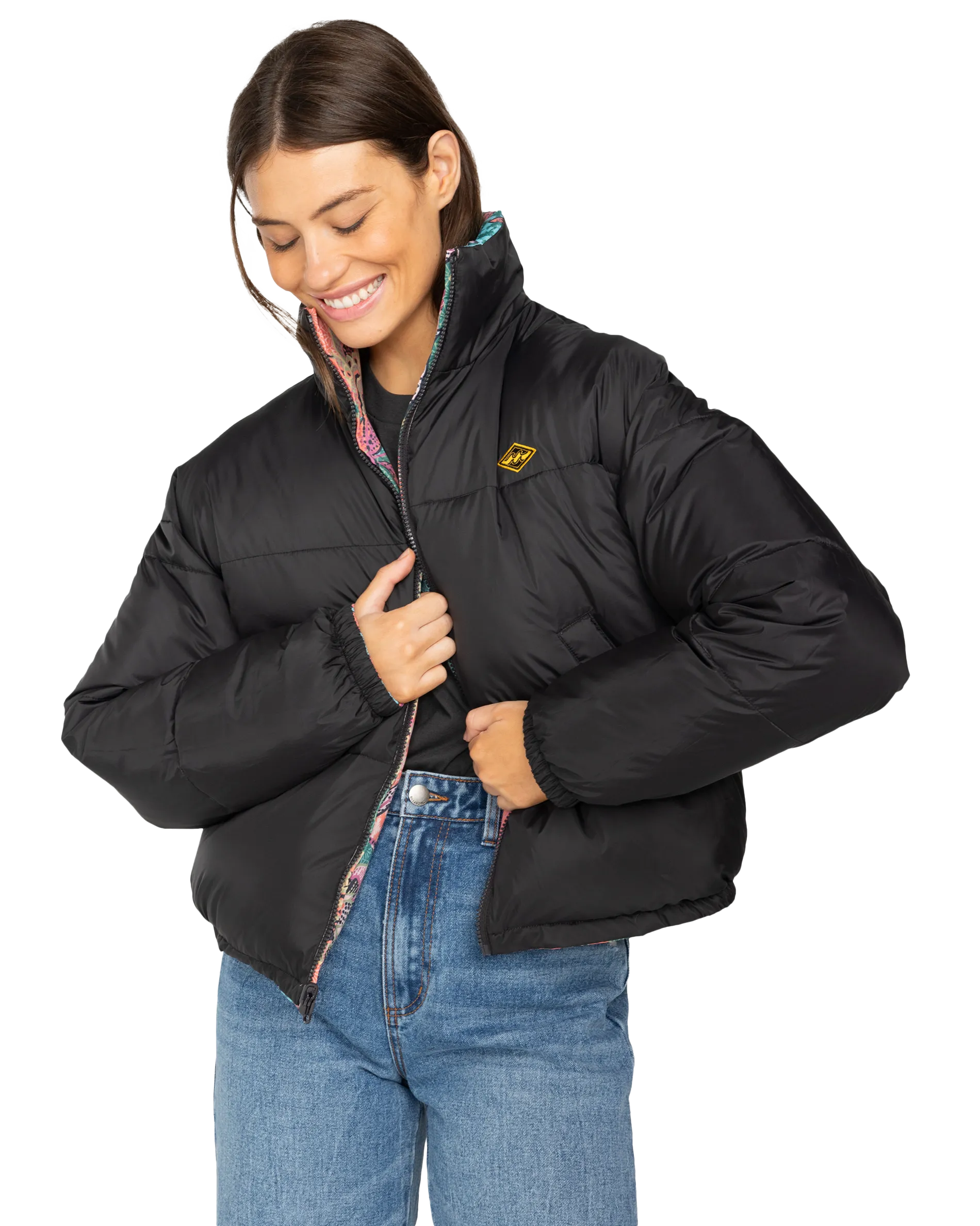 Cozy Puffer Jacket in Black Sands