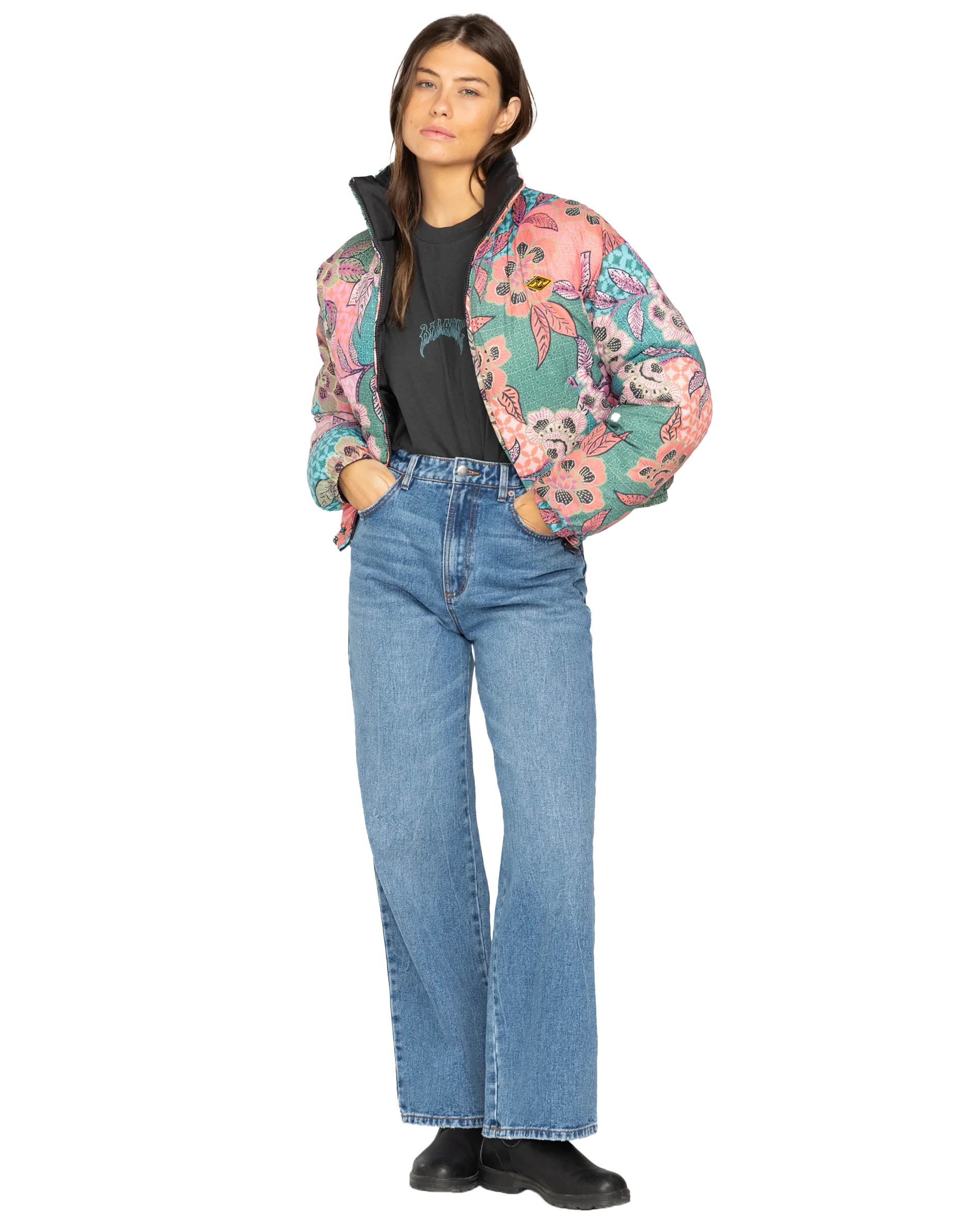 Cozy Puffer Jacket in Black Sands