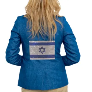 Crystal Israel Flag Blazer - Denim