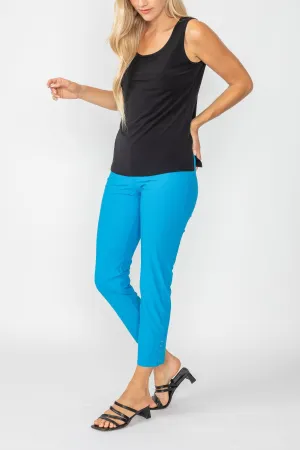 Denim Button Hem Slim Crops