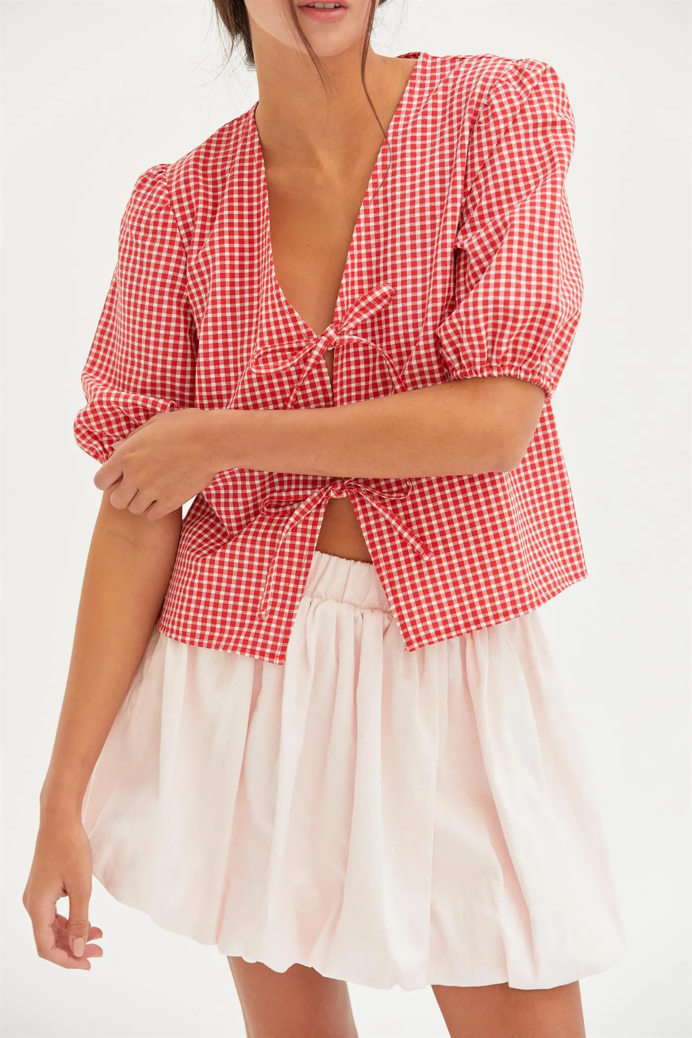 DZ25A799-Trendy High Waist Woven Bubble Skirt