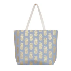 Gold Foil Pineapple Beach Bag