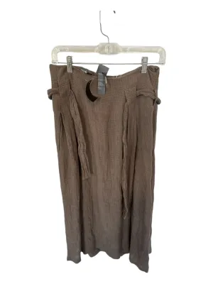 Lilith Size M Brown Linen & Nylon Belted A Line Skirt
