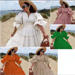 Maxi V-Neck Elegant Dress.