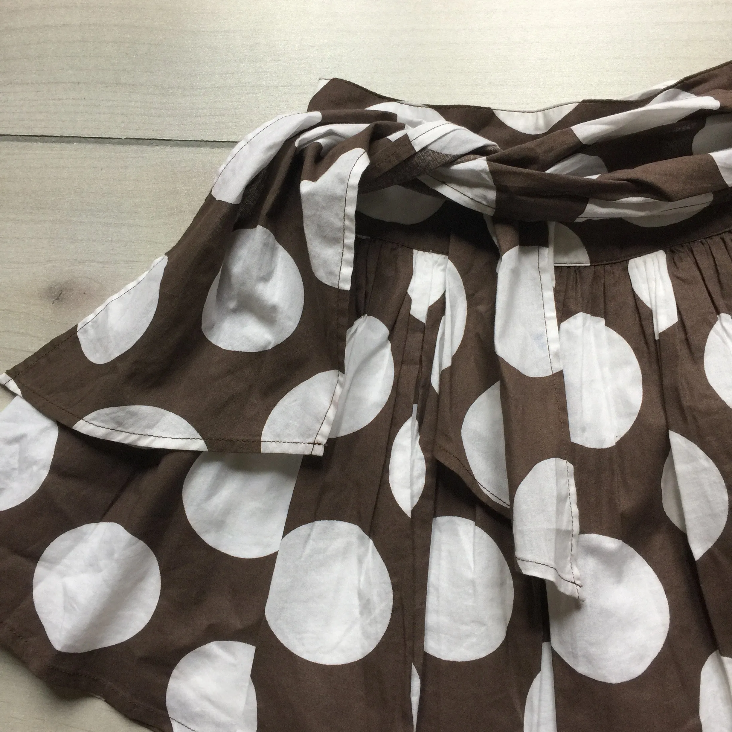 Mini Boden Brown & White Polka Dot Skirt