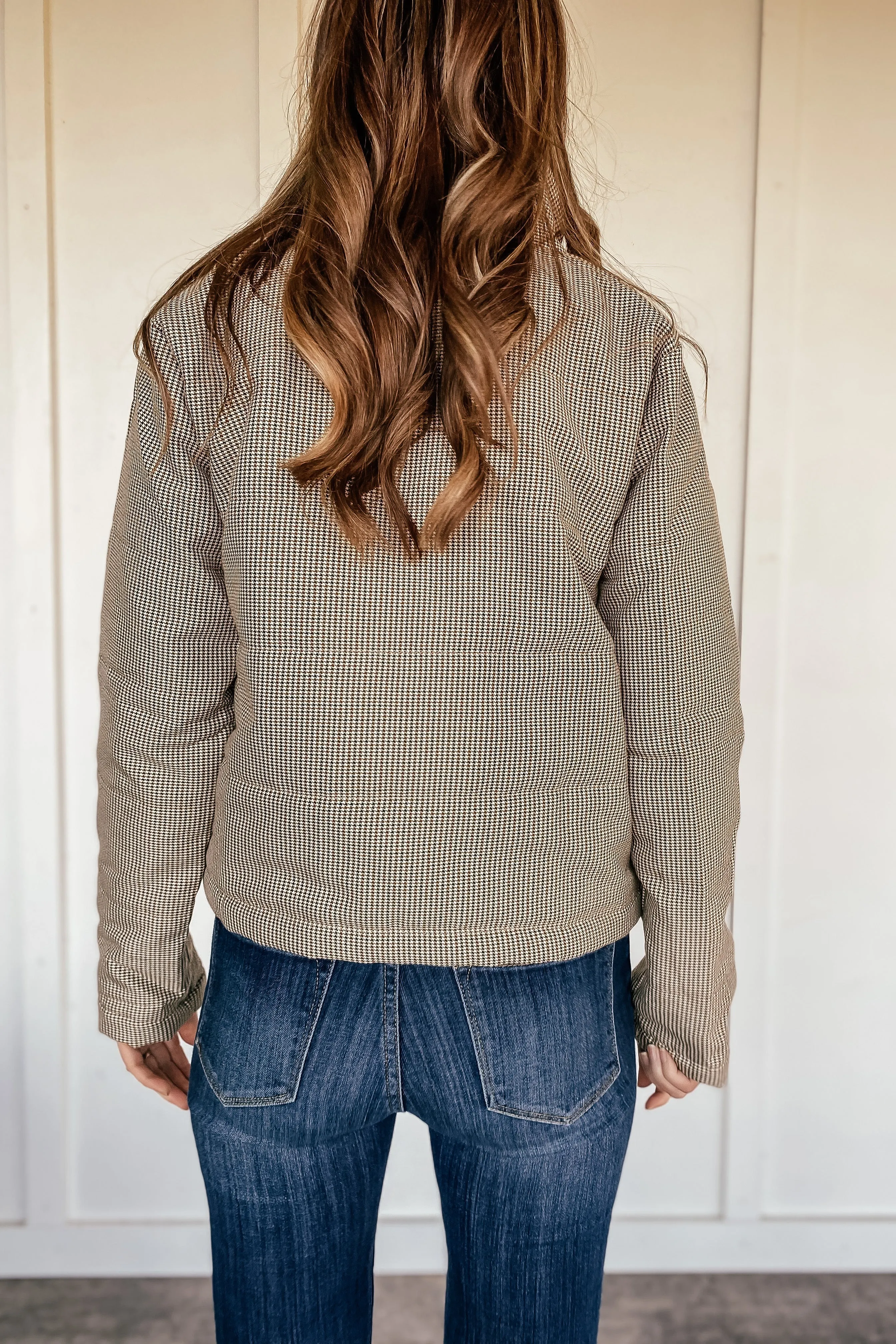 Mini Houndstooth Short Puffer Jacket