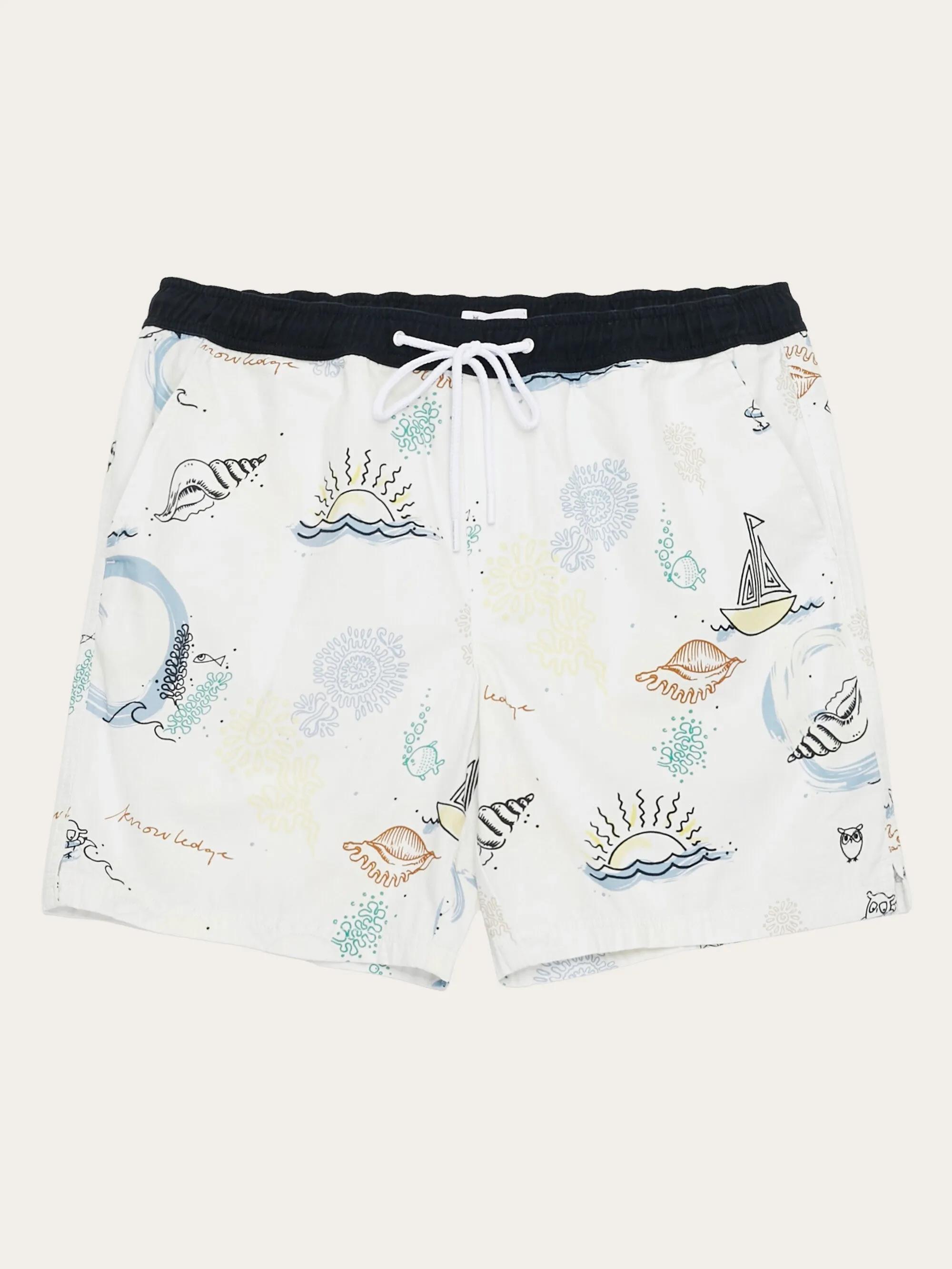 Printed boardshorts - GOTS/Vegan - White