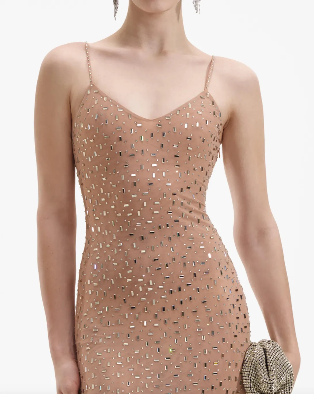 Rhinestone Mesh Maxi Dress