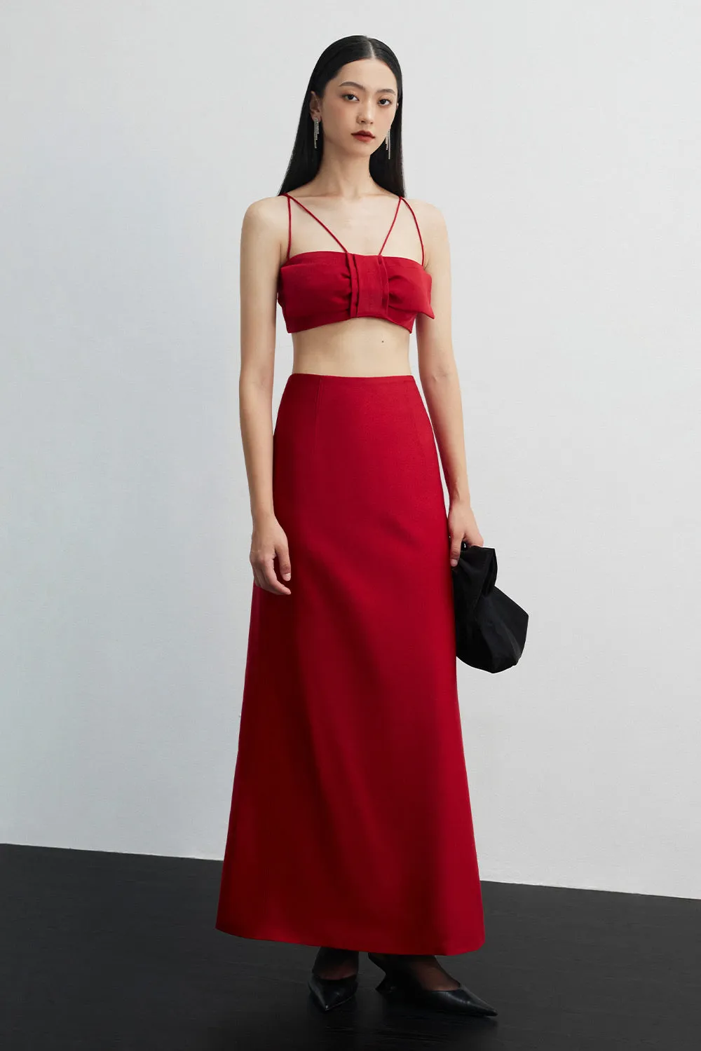 Rumi A-line High Waist Silk Ankle Length Skirt