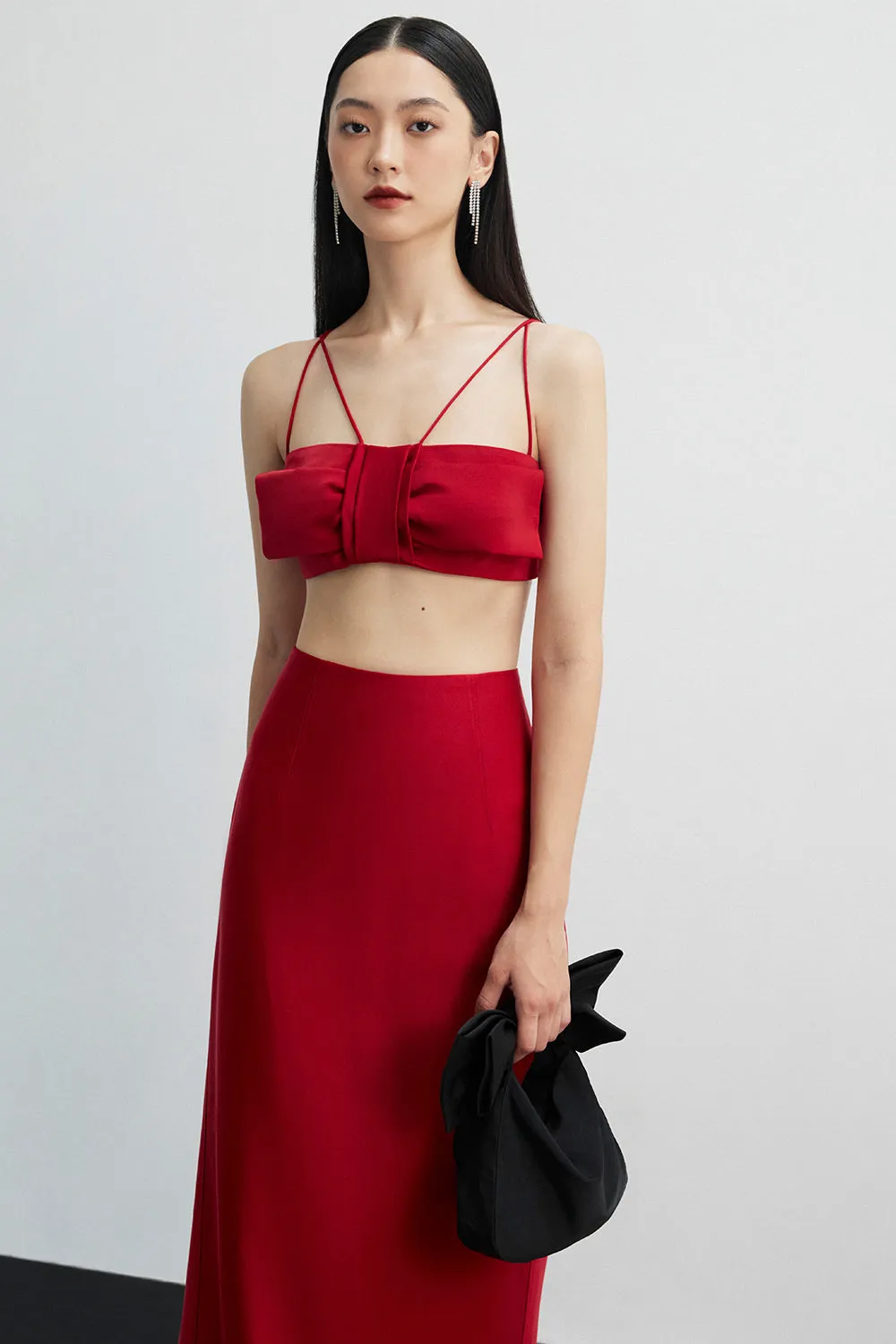 Rumi A-line High Waist Silk Ankle Length Skirt