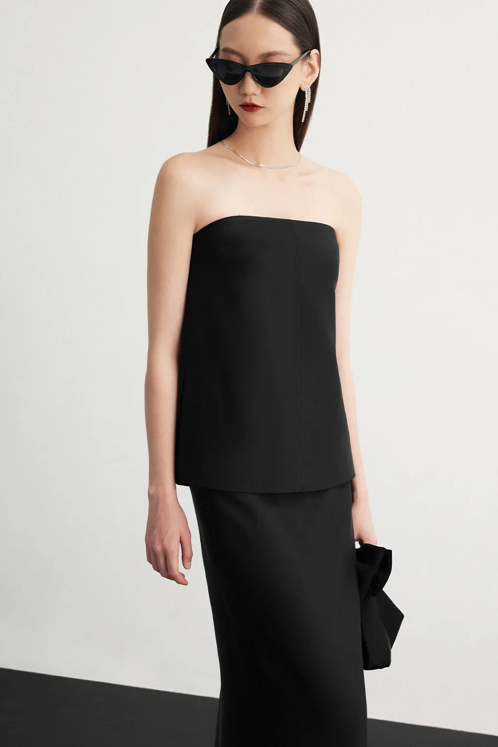 Rumi A-line High Waist Silk Ankle Length Skirt