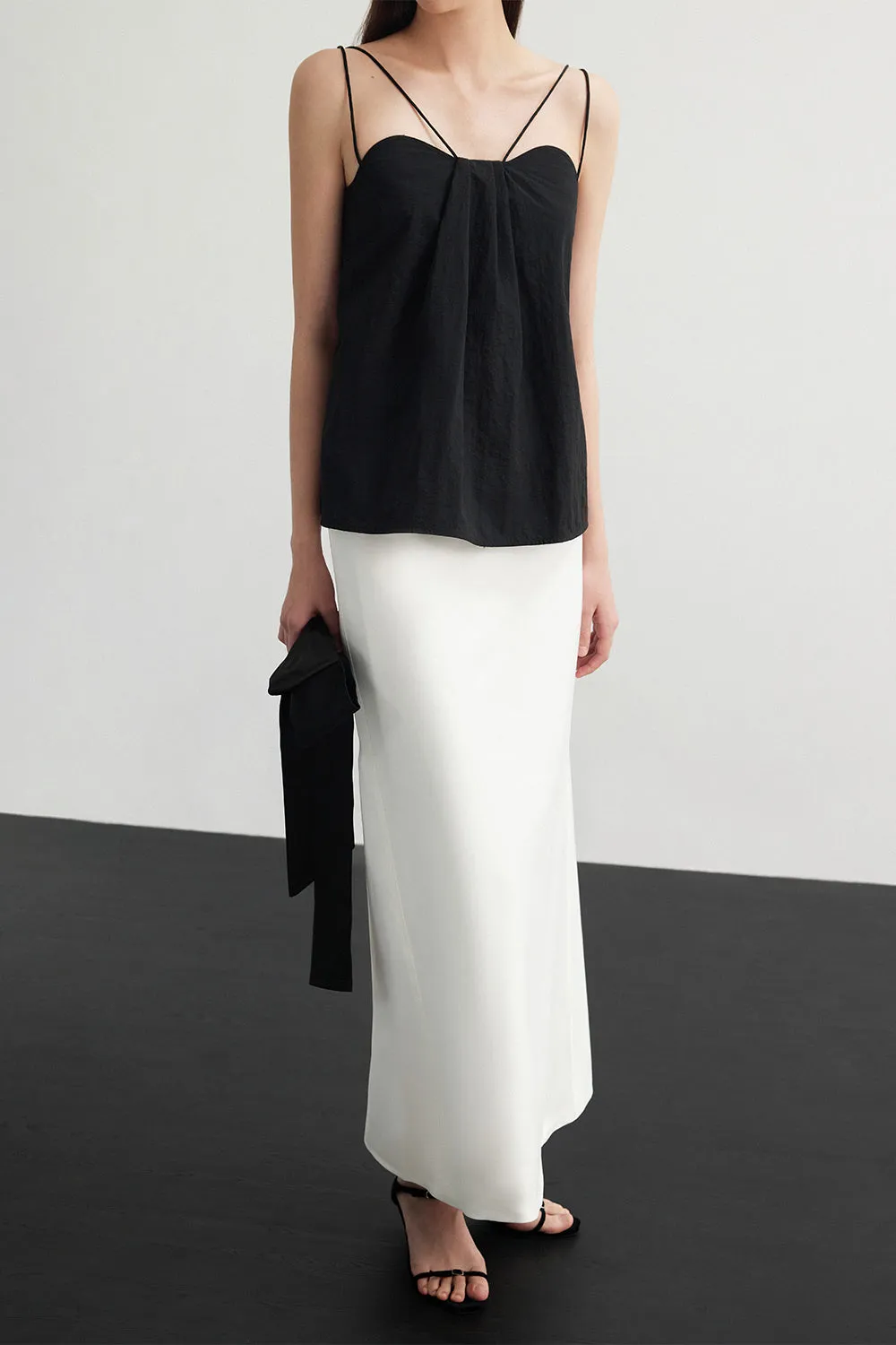 Rumi A-line High Waist Silk Ankle Length Skirt