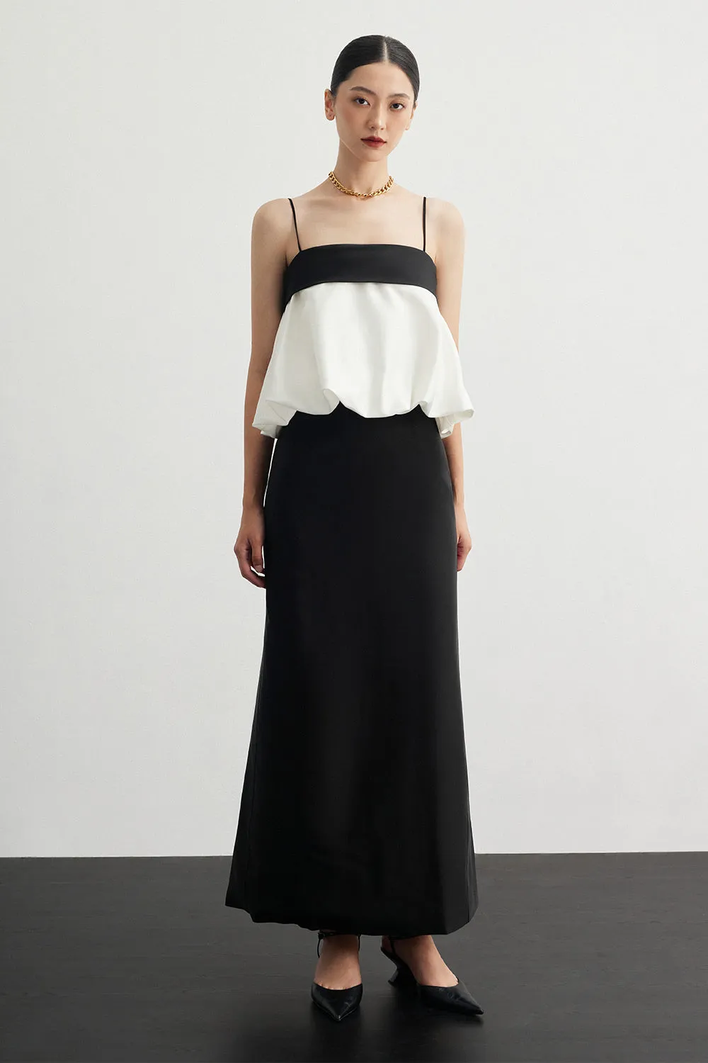 Rumi A-line High Waist Silk Ankle Length Skirt