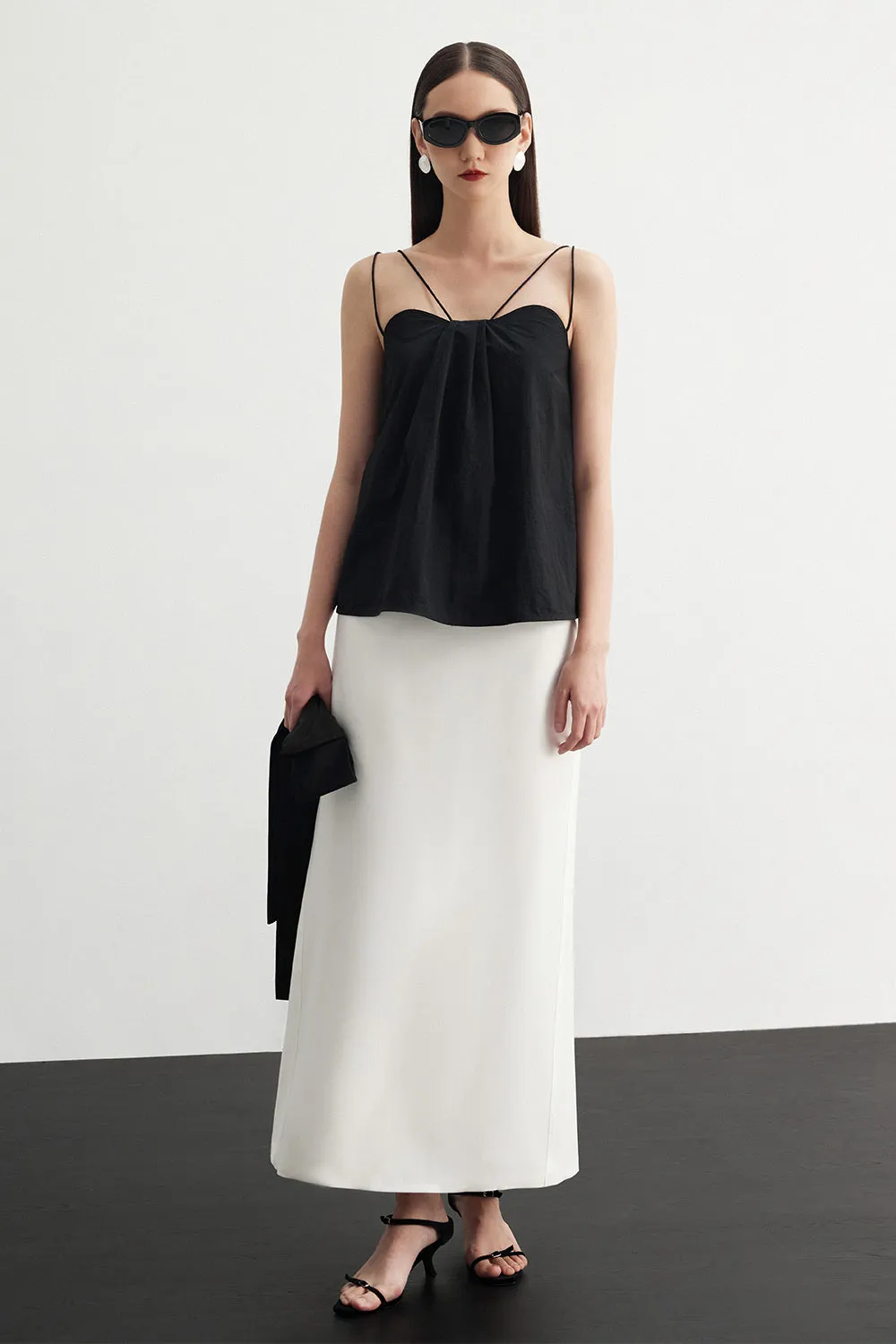 Rumi A-line High Waist Silk Ankle Length Skirt