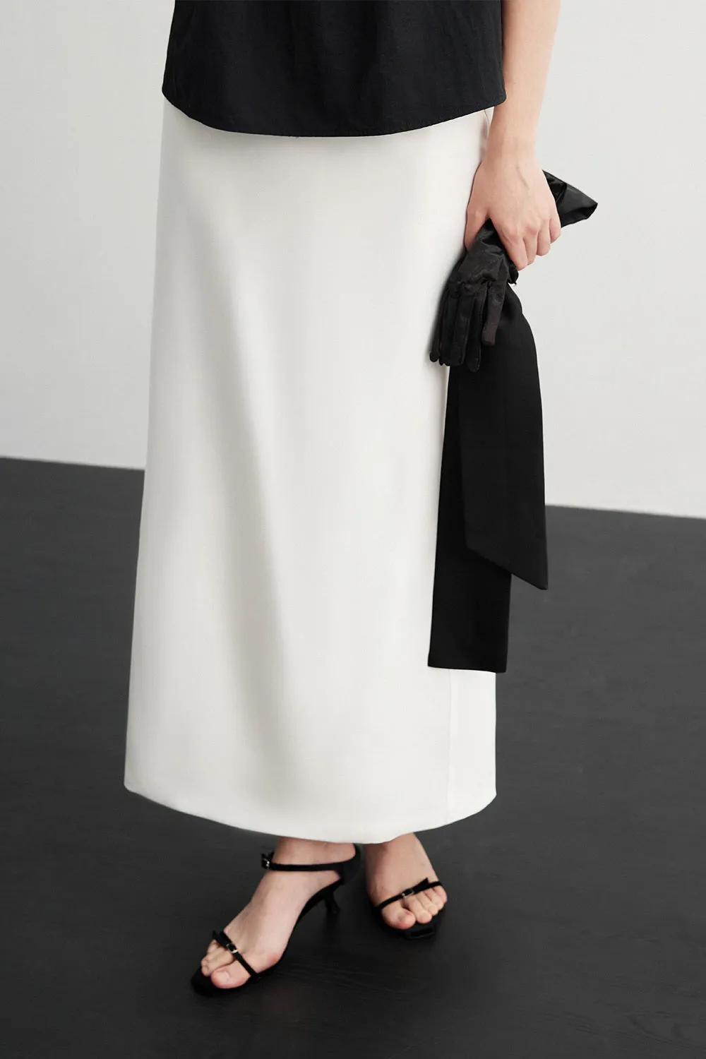 Rumi A-line High Waist Silk Ankle Length Skirt