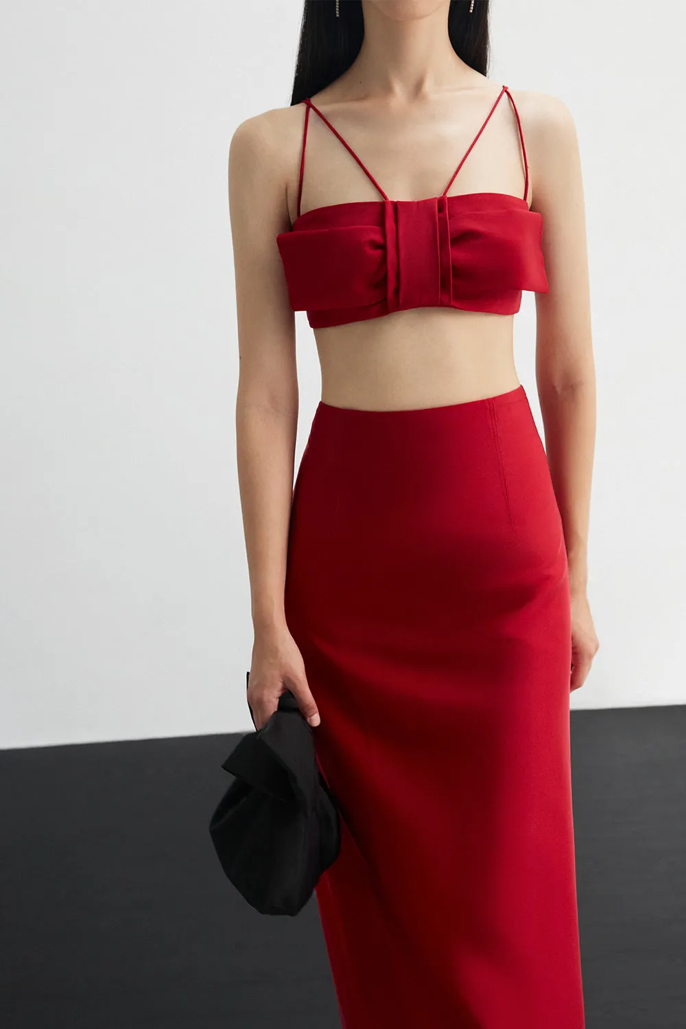 Rumi A-line High Waist Silk Ankle Length Skirt