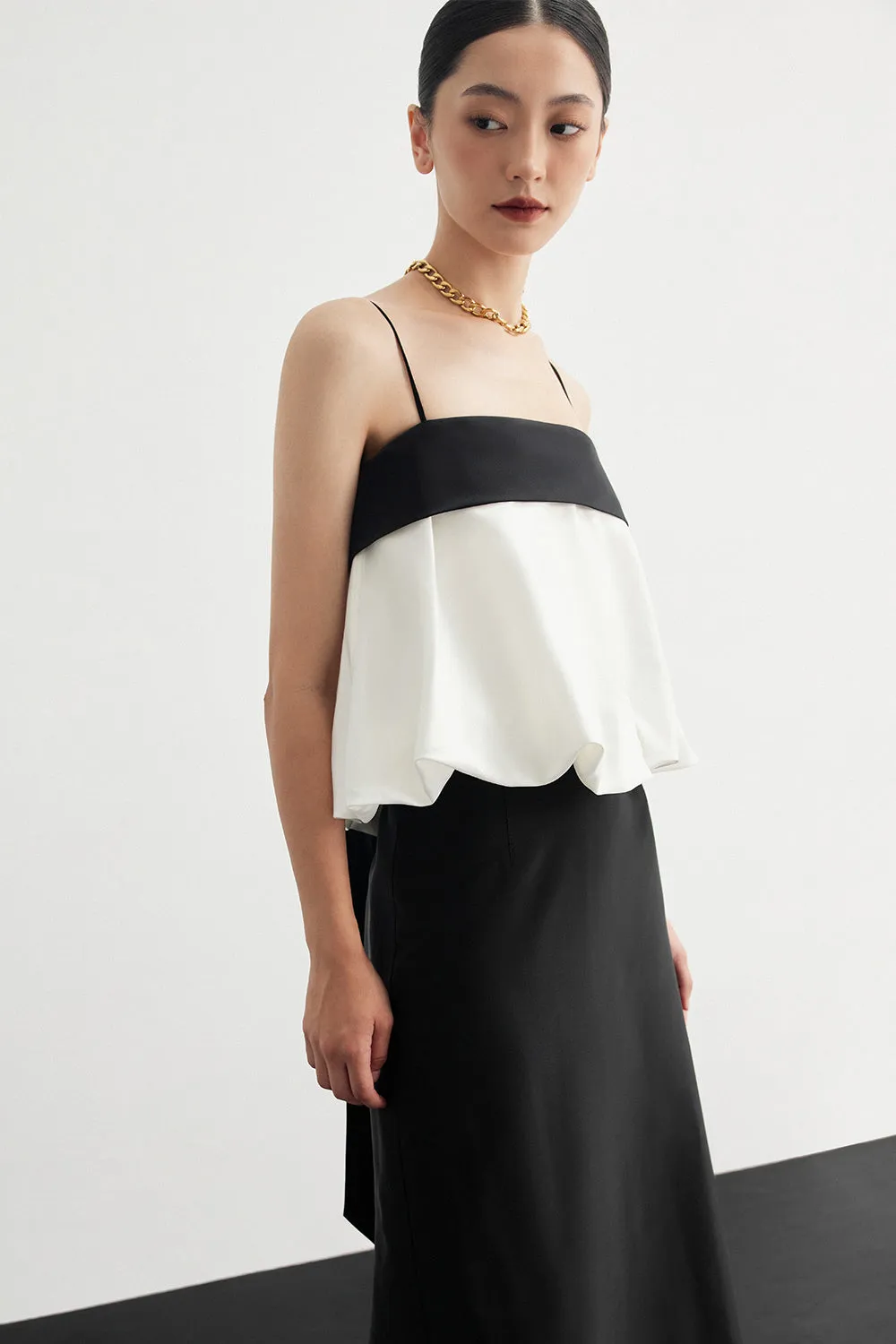 Rumi A-line High Waist Silk Ankle Length Skirt