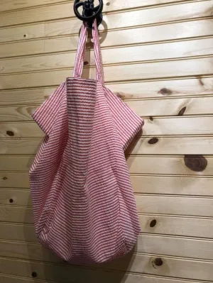 Seersucker Hobo Beach Bag - Red