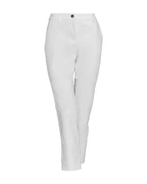 Stretch Cotton Cropped Pants Off White
