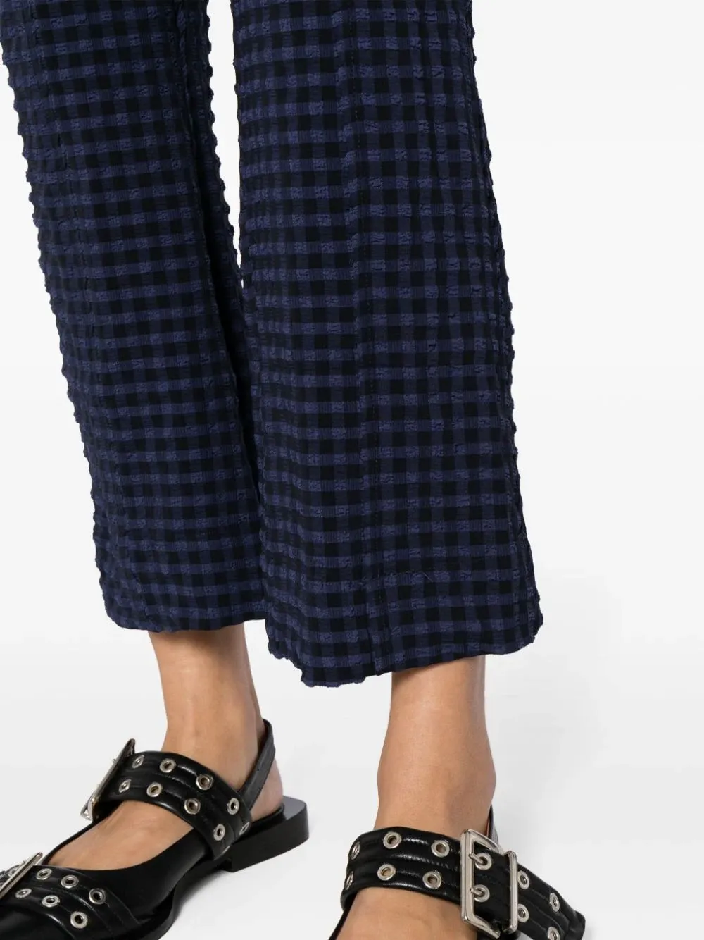 Stretch Seersucker Cropped Pants
