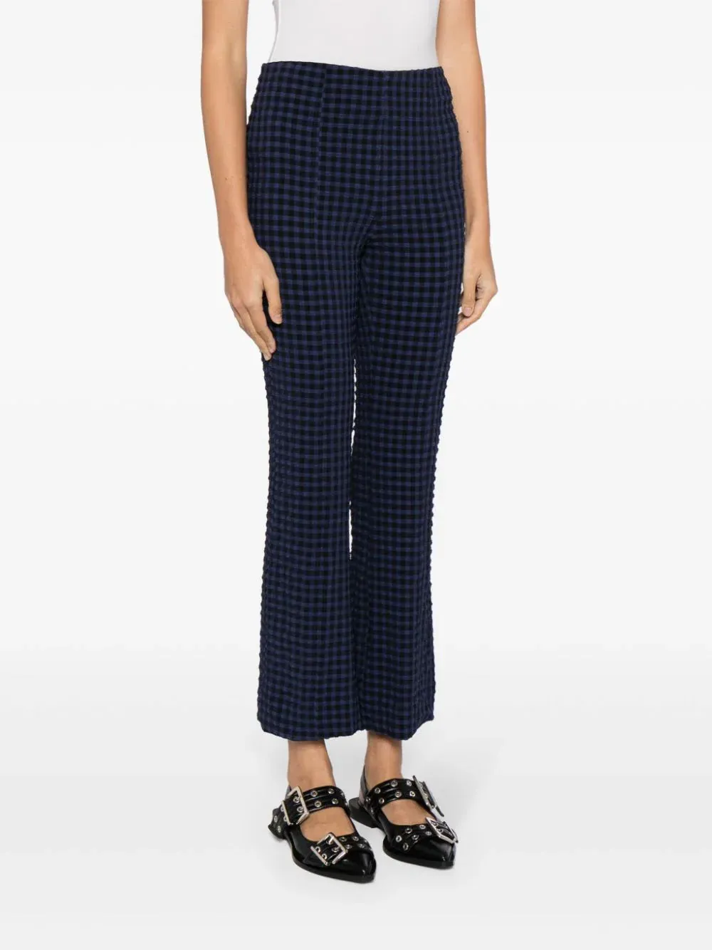 Stretch Seersucker Cropped Pants