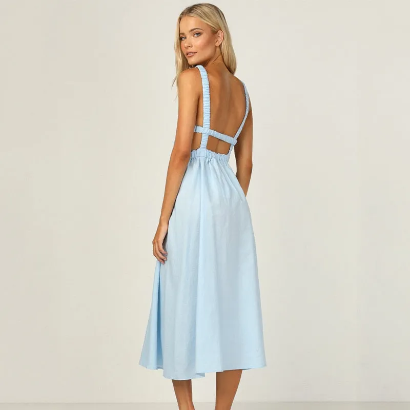 Stylemein - Open Back Maxi Dress | Low Back Maxi Dress