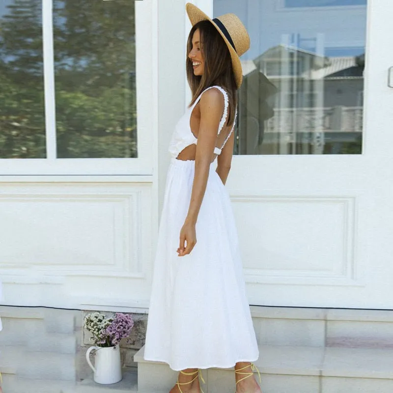 Stylemein - Open Back Maxi Dress | Low Back Maxi Dress