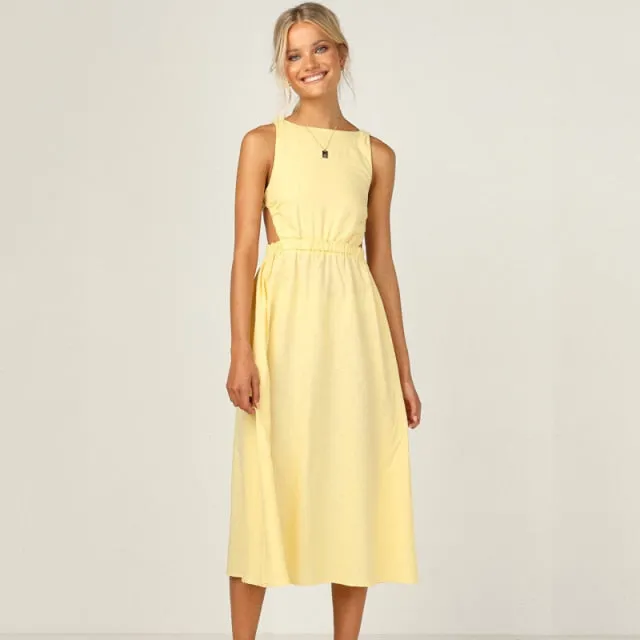 Stylemein - Open Back Maxi Dress | Low Back Maxi Dress
