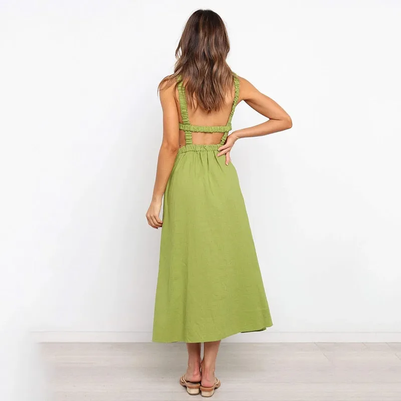 Stylemein - Open Back Maxi Dress | Low Back Maxi Dress