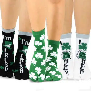 TeeHee Socks Women's St. Patrick's Day Cotton Big Toe Irish 3-Pack (11707)