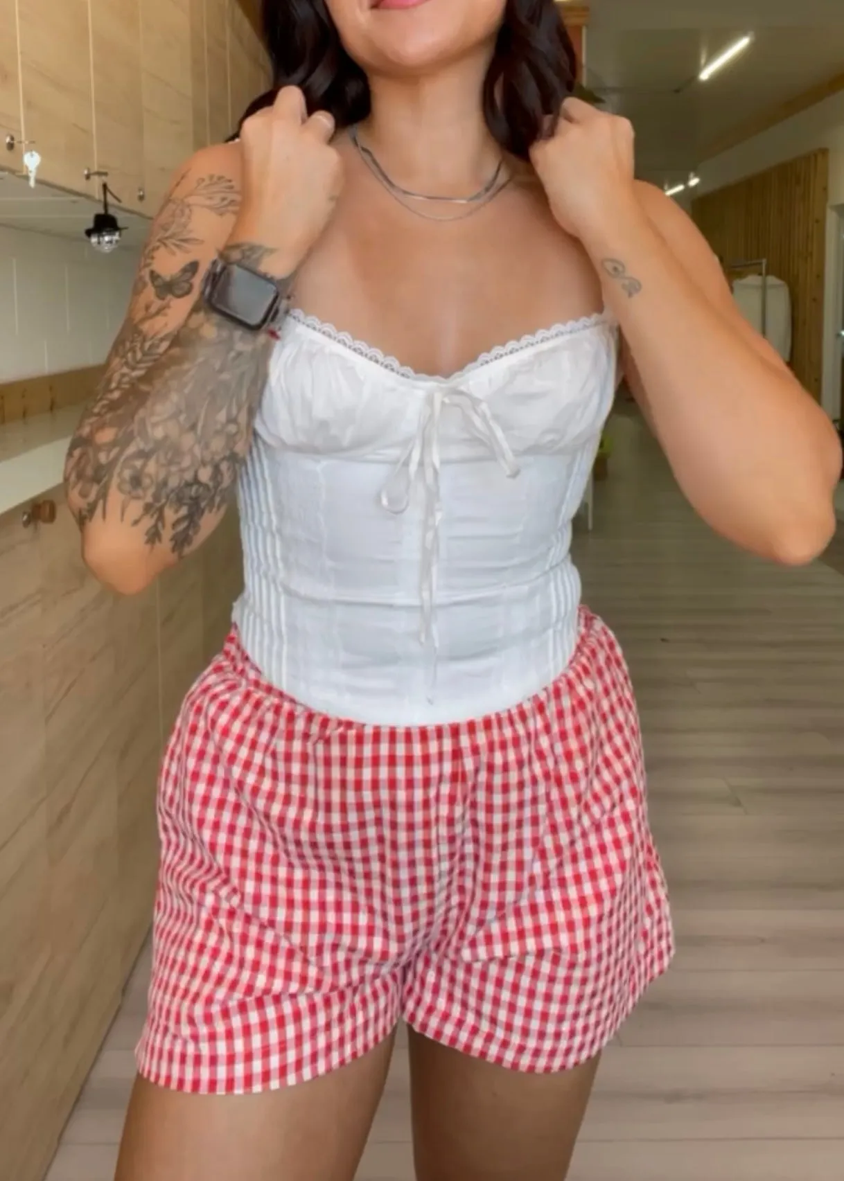 Vibe Check Red Gingham Shorts