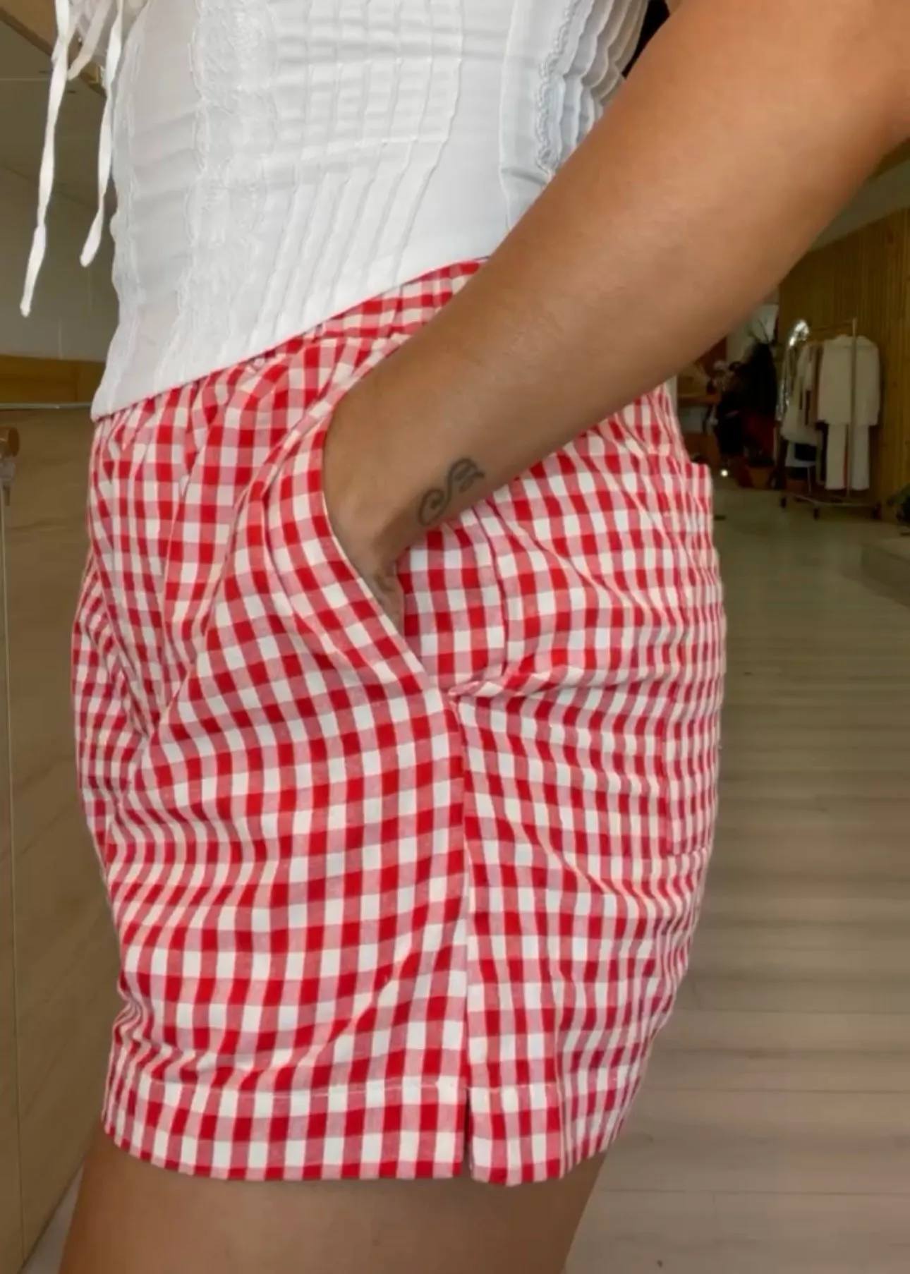 Vibe Check Red Gingham Shorts