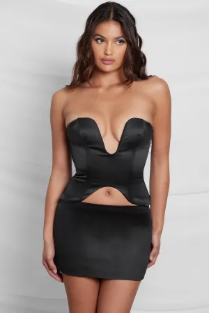 Volare Satin Micro Trendy Mini Skirt - Black