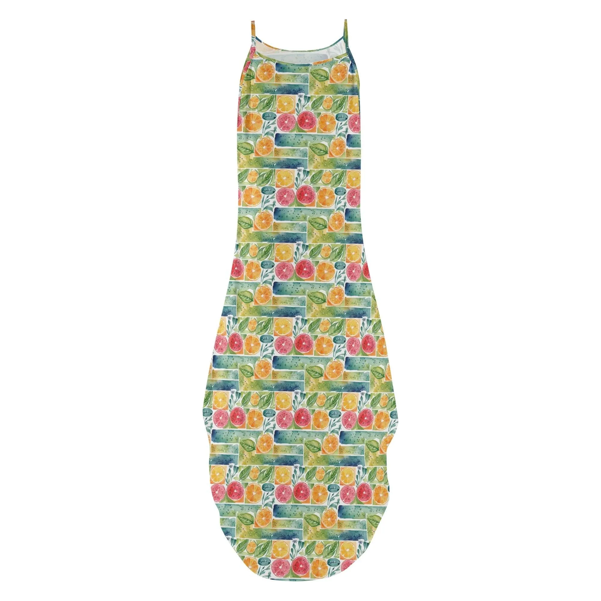 Watercolor Fruit Womens Elegant Sleeveless Evening Dress