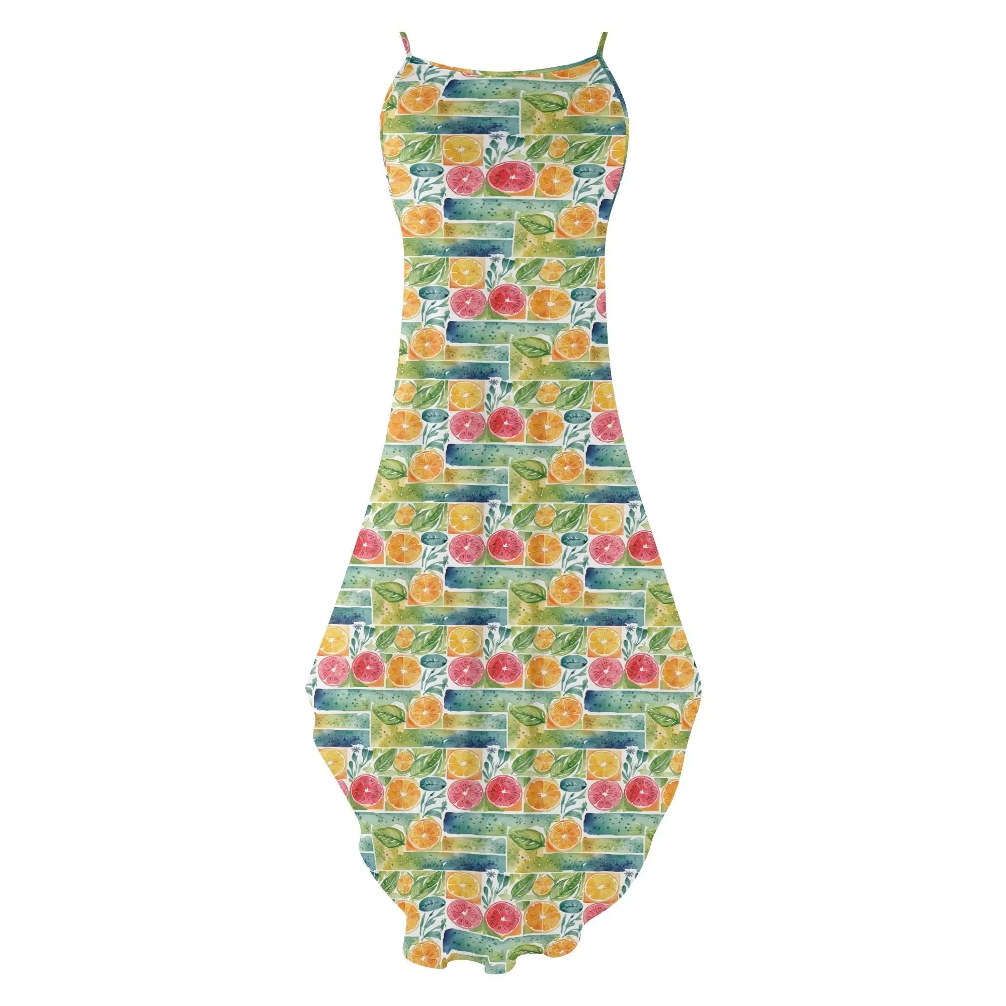 Watercolor Fruit Womens Elegant Sleeveless Evening Dress