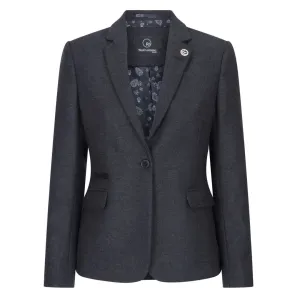 Women Black Blazer Waistcoat Tweed Herringbone Wool Classic 1920s