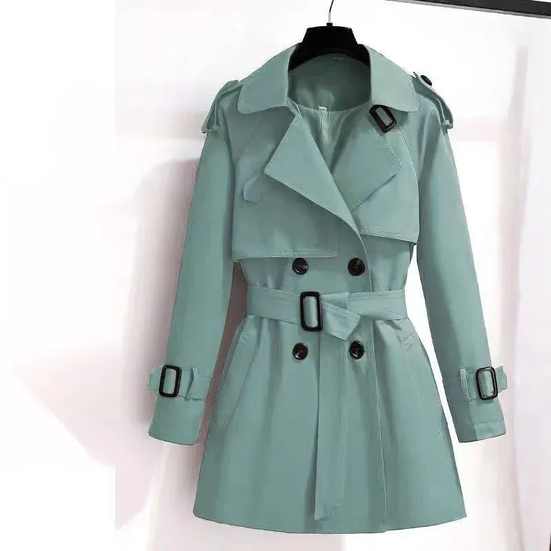 Women Vintage Elegant Clothes Trench Coat All-match Elegant Fashion Double Breasted Loose Street Short Jacket Spring Autumn New
